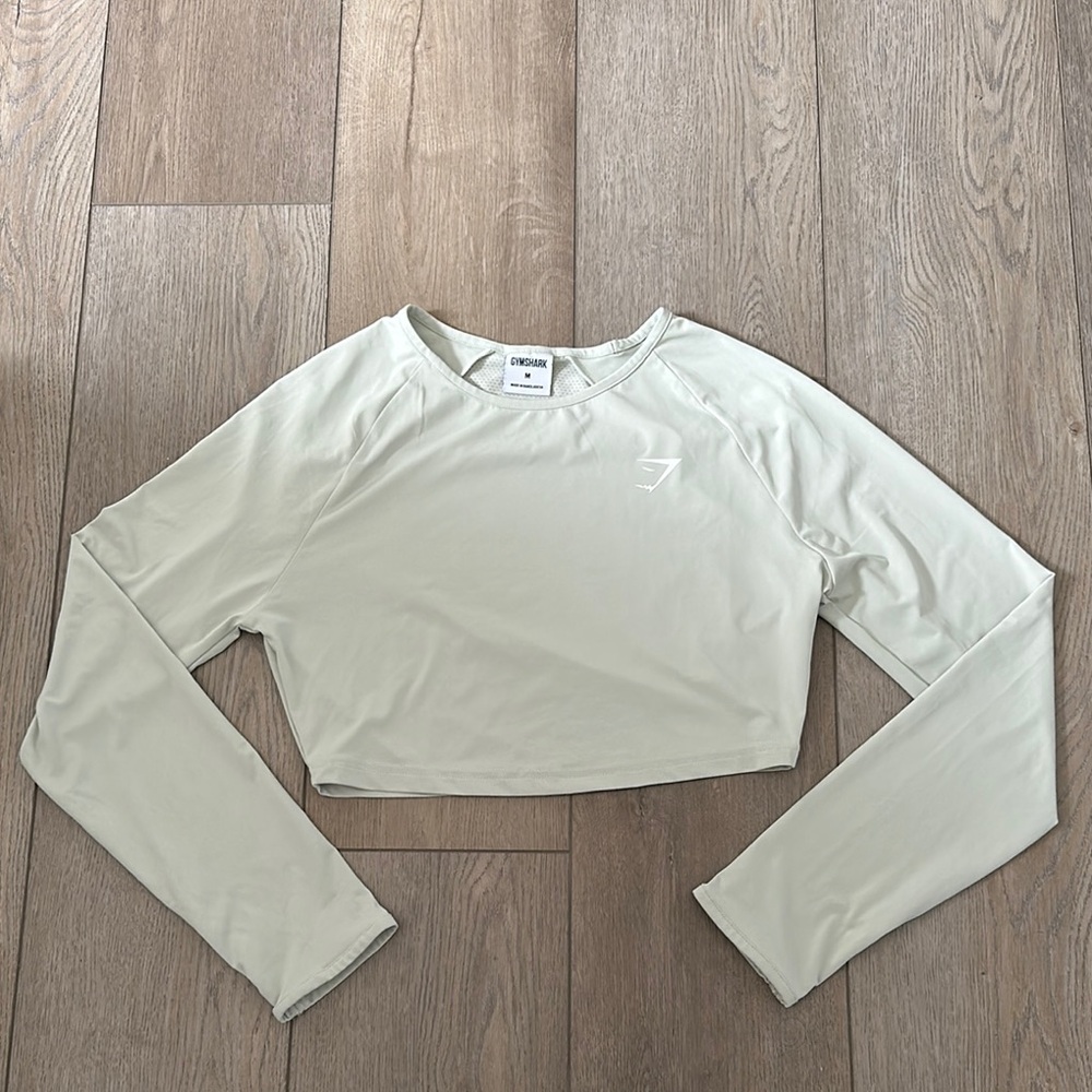 Gymshark Lifting Long Sleeve Crop Top (pale green color)